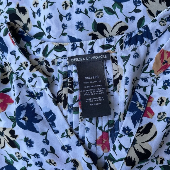 Chelsea & Theodore Floral Sleeveless Tunic Top Size XXL Multicolor V-neck - Picture 3 of 3